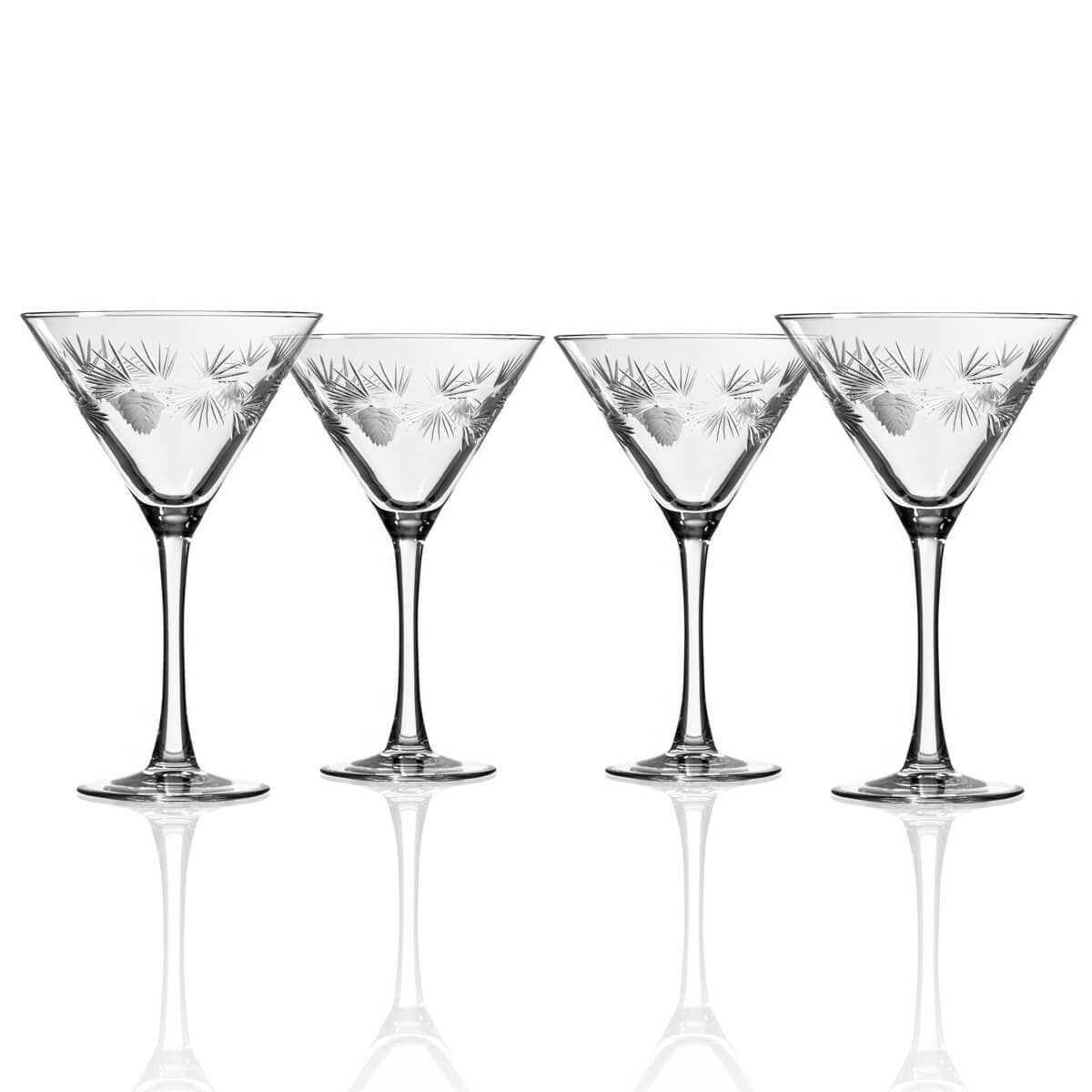 Icy Pine Martini Glass 10oz – Engraved Cocktail Glass - Set of 4