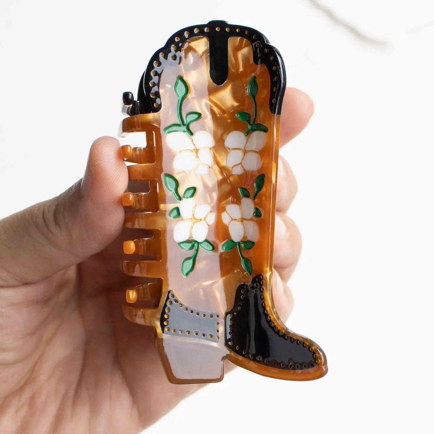 Floral Western Boot Design Featuring Magnolia Blossoms