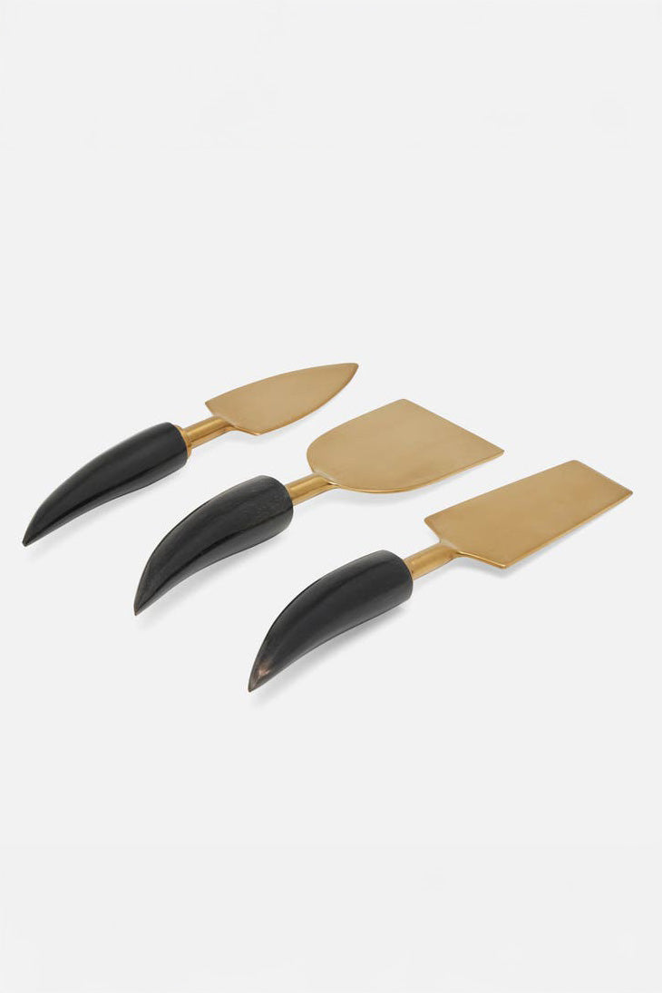 Mateo Matte Gold/Black Cheese Knives