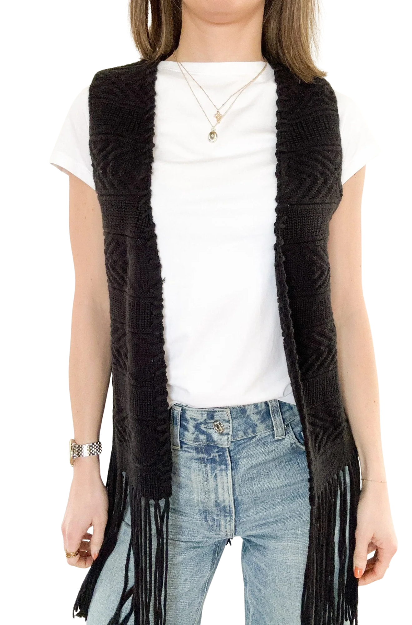Autumn-cashmer-Diamond-Stitch-Fringe-Vest-black