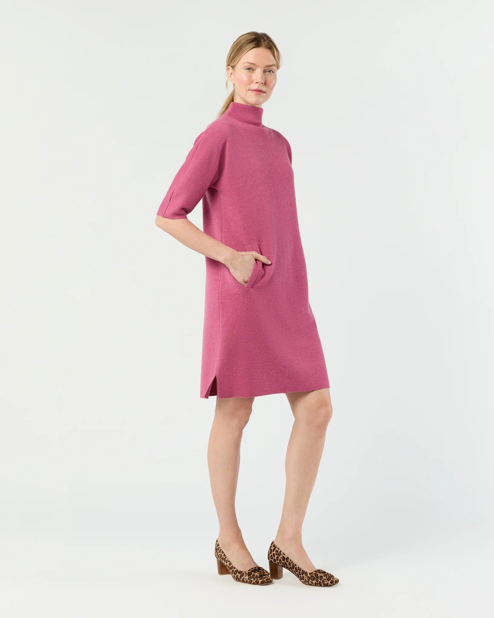 Rowan Short-Sleeved Funnel-Neck Dress