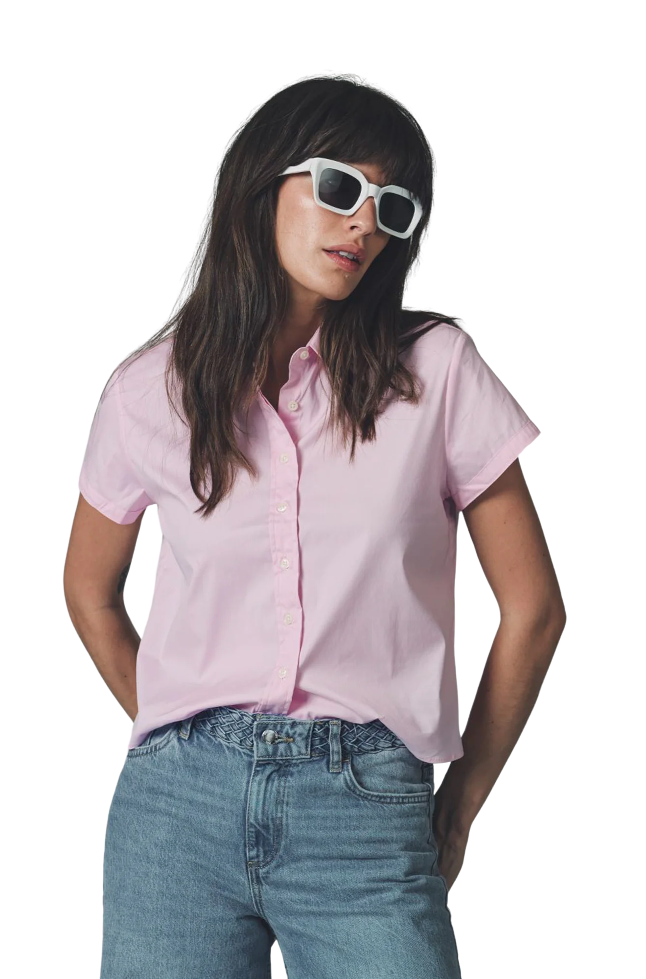 Boxy Short Sleeve Cropped Shirt