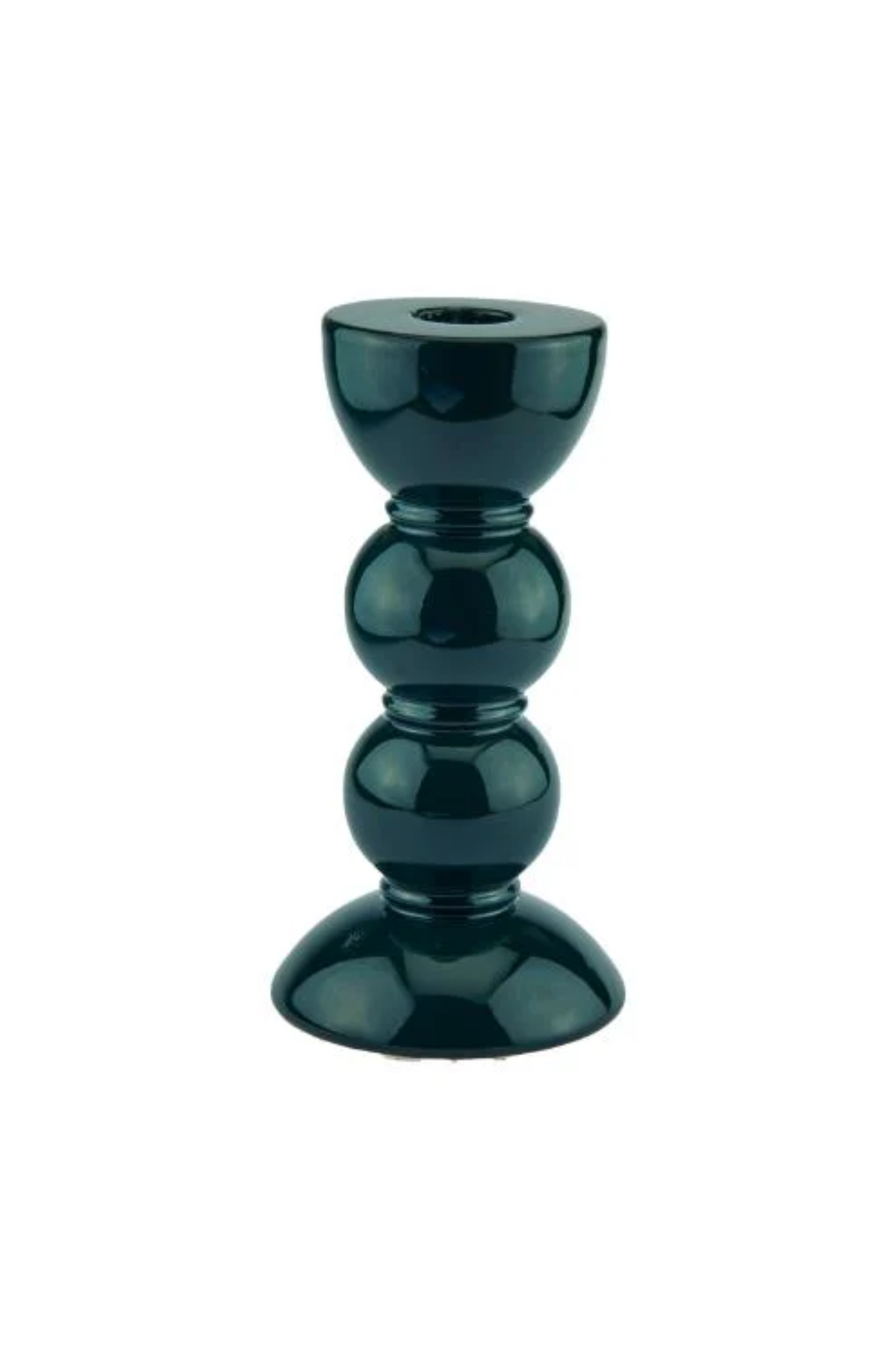 medium lacquered bobbin shaped candlestick