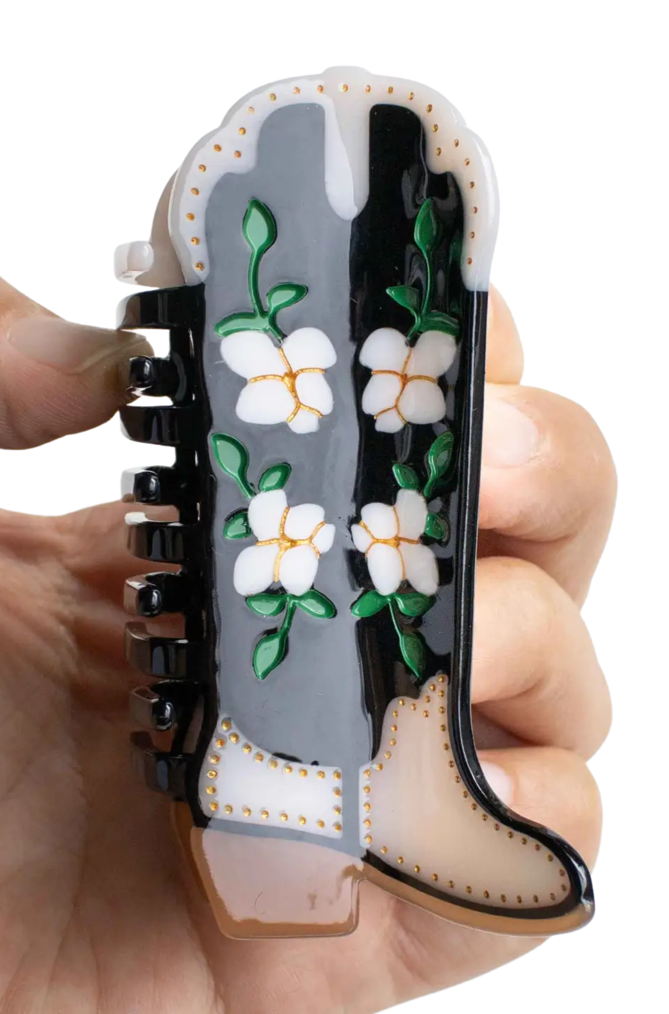 Floral Western Boot Design Featuring Magnolia Blossoms