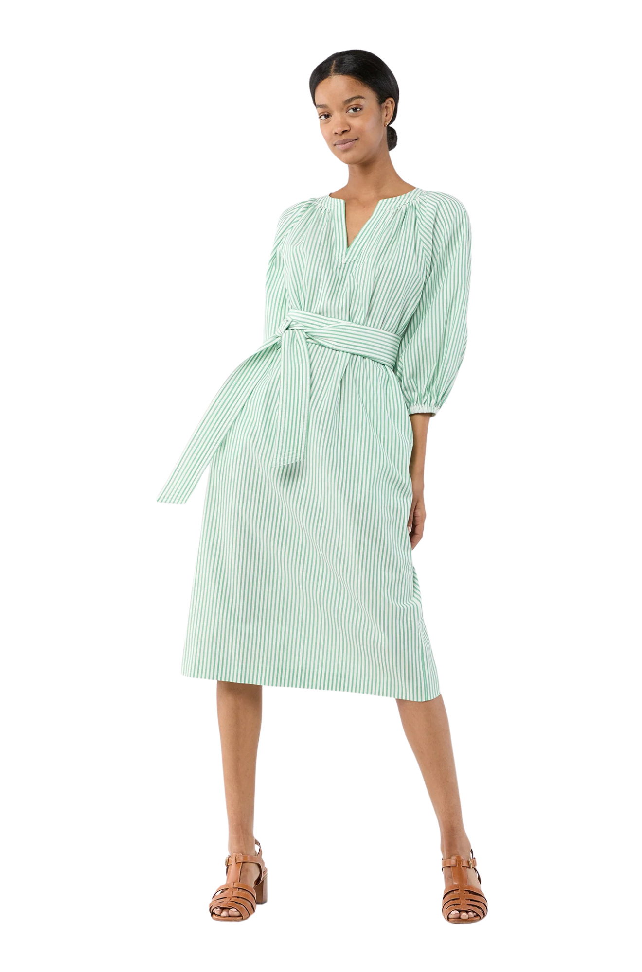 ann-mashburn-Trapunto-Blouson-Dress-green-white-striped
