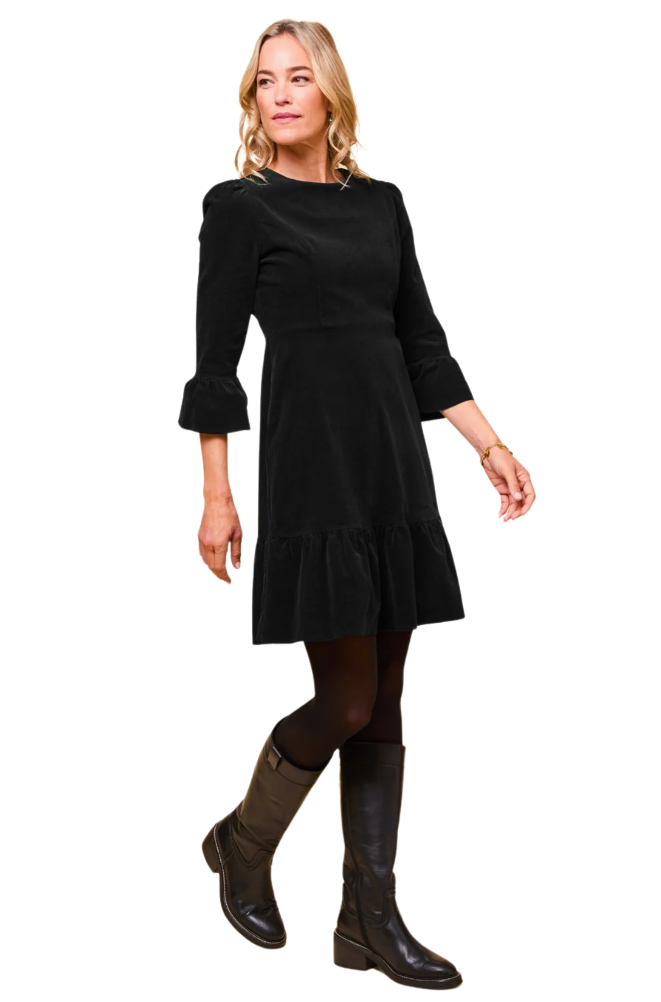 aspiga-Victoria-Short-Stretch-Corduroy-Dress-organic-cotton-black