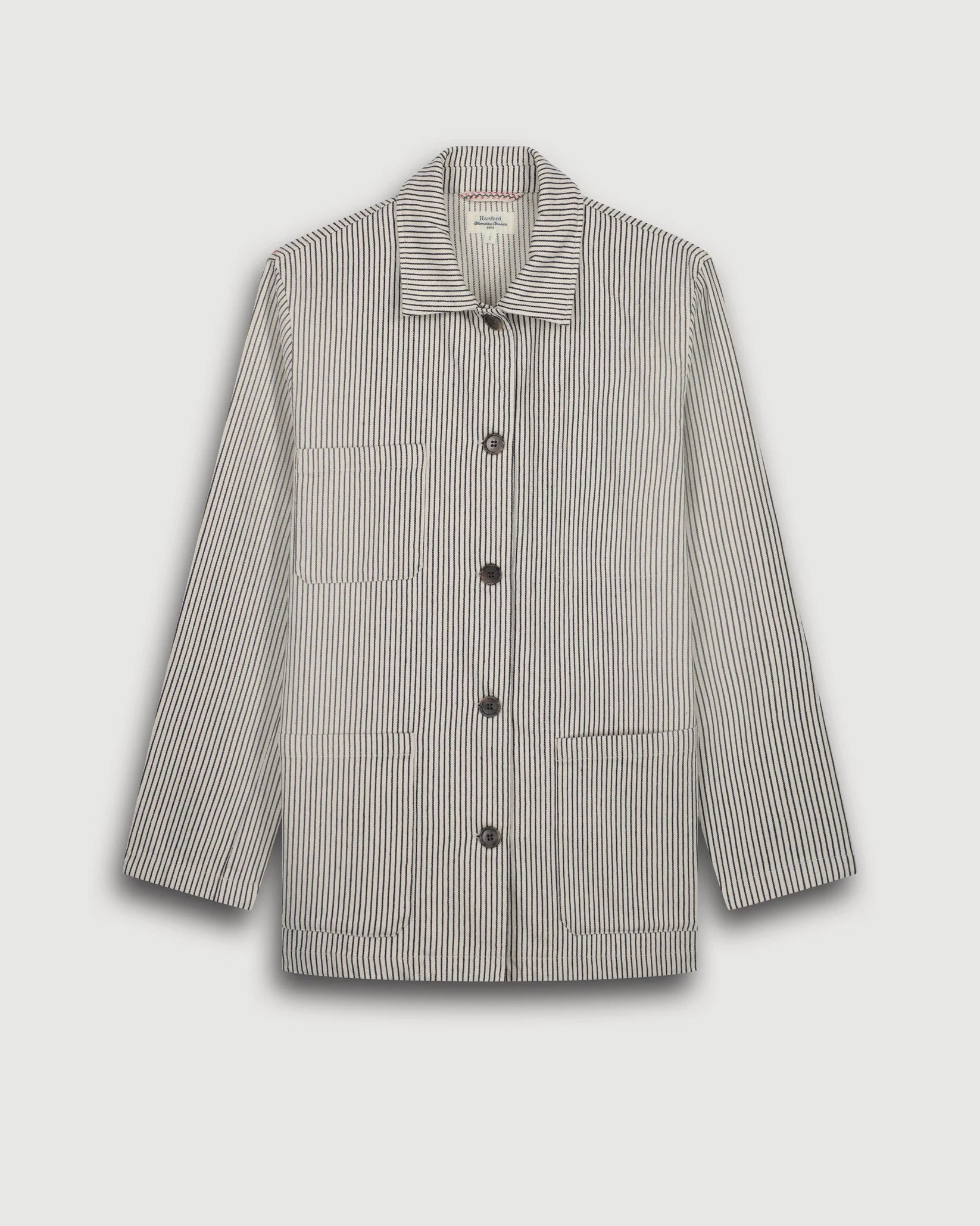 hartford-woman-woven-striped-jacket-black-white-jacket-only