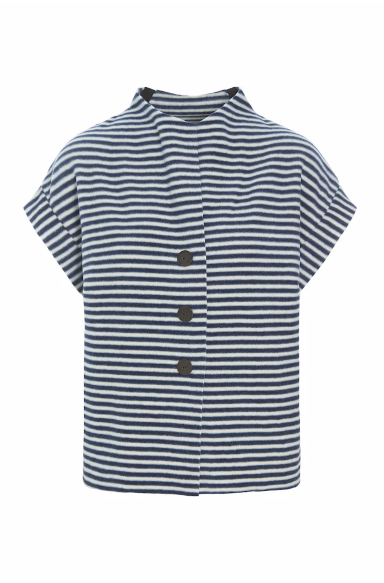 henriette-steffensen-navy-white-striped-vest-fleece