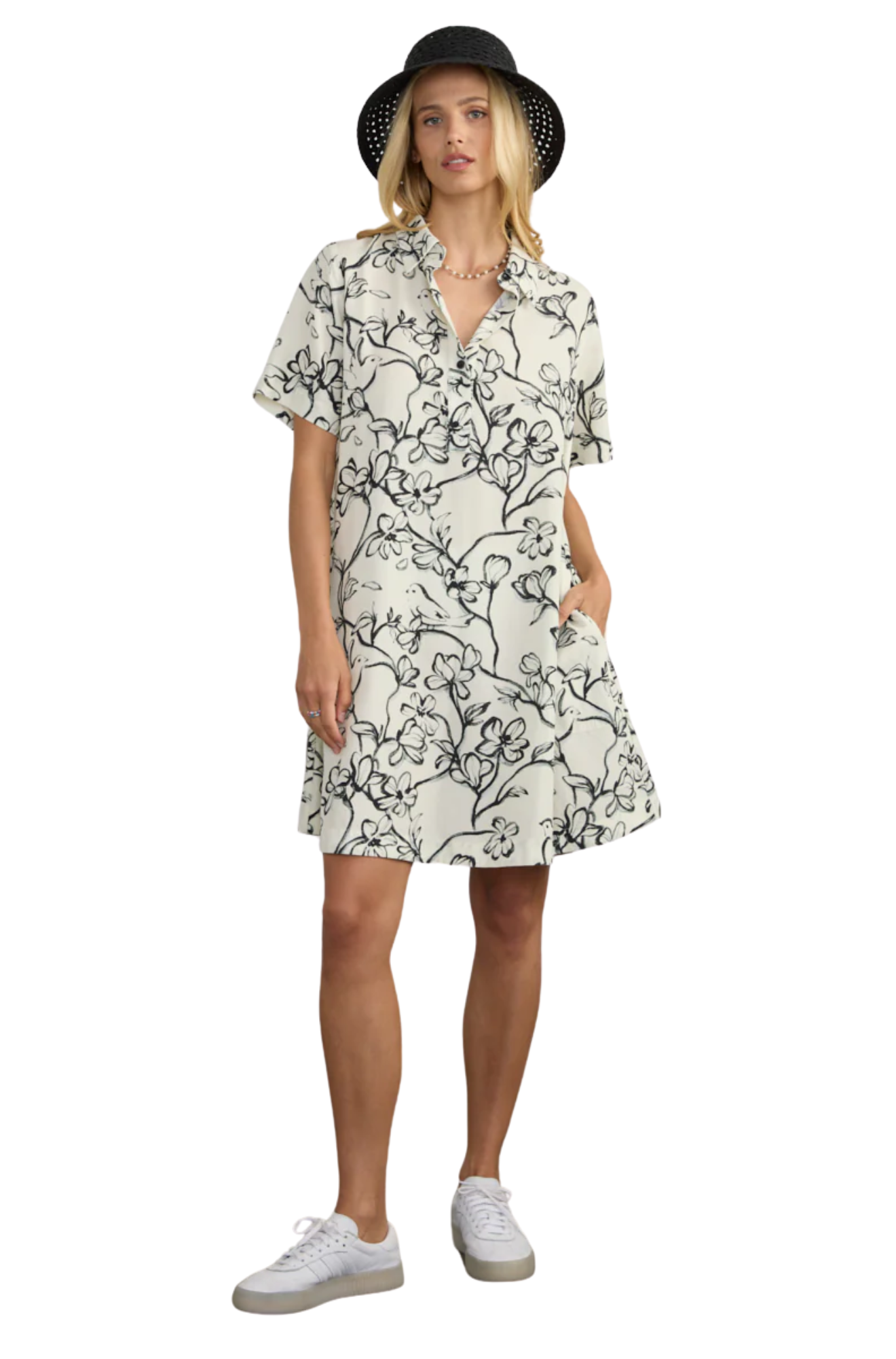 margaret-o’leary-dove-shirtdress-white-black-floral