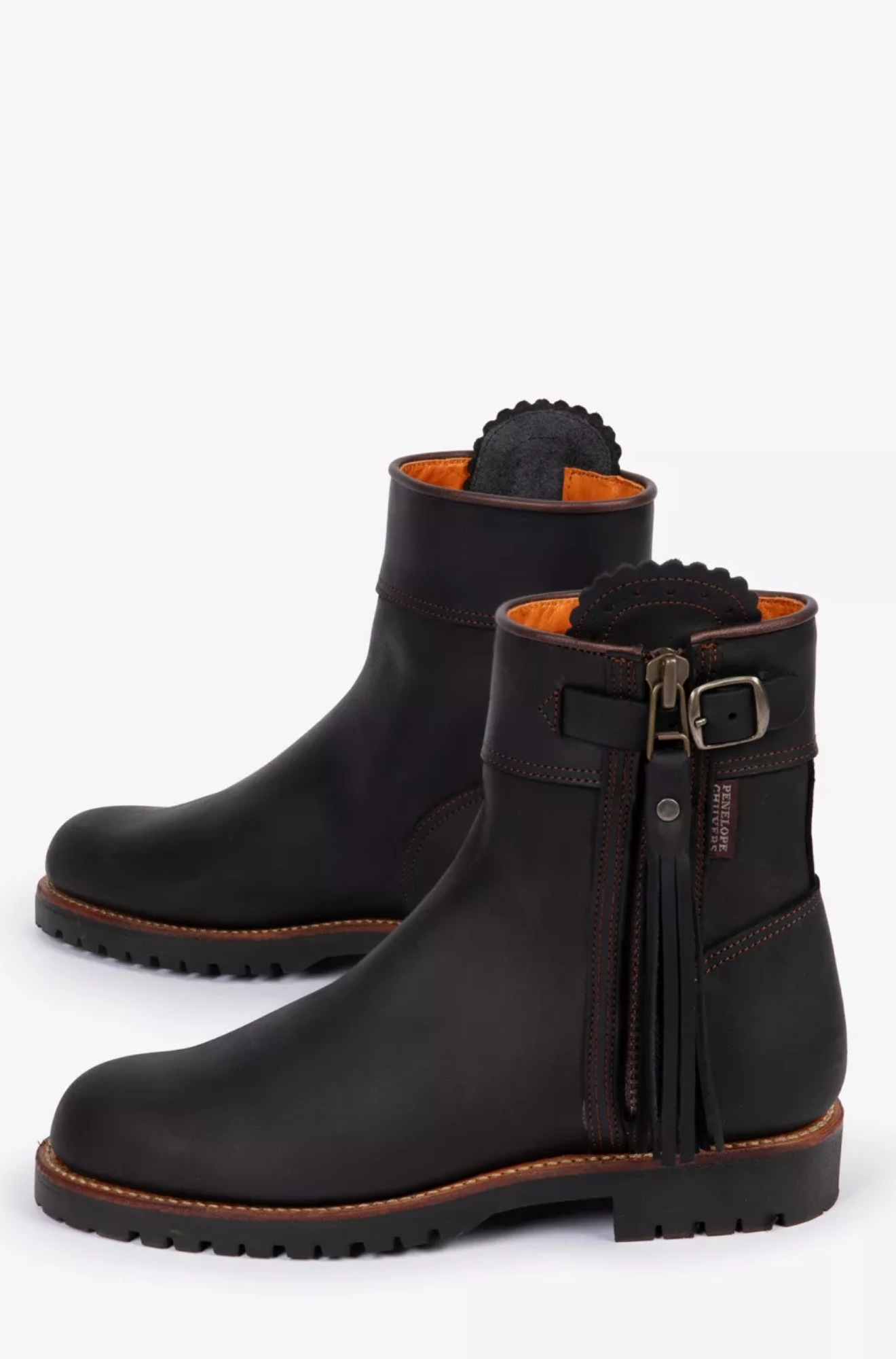 penelope-chilvers-Inclement-Cropped-Tassel-boot-black-orange