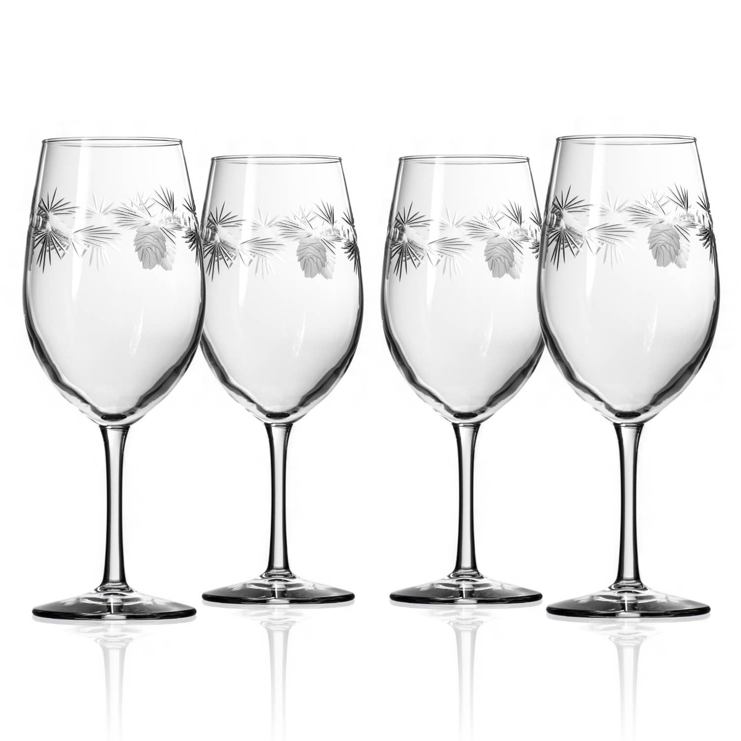 Icy Pine All Purpose Wine Glass 18oz – Engraved Design - Set of 4