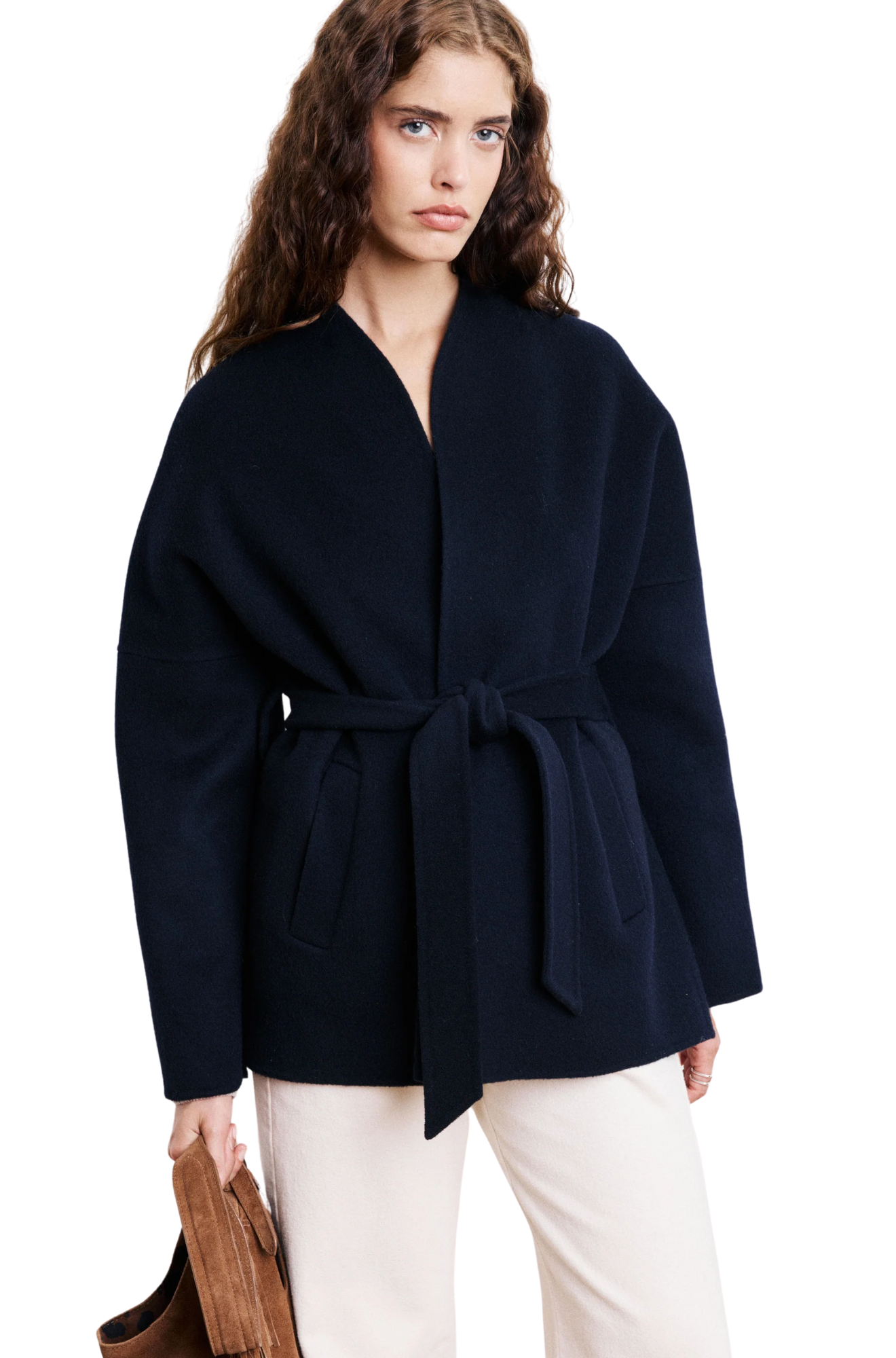 Hartford-womans-woven-coat-vanelle-coat-navy