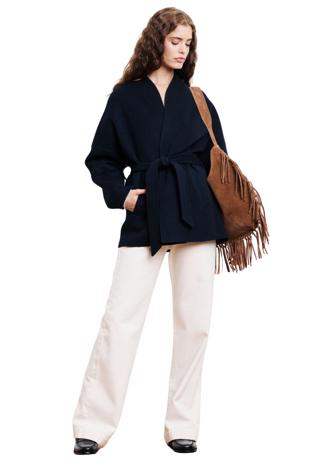 Hartford-womans-woven-coat-vanelle-coat-navy