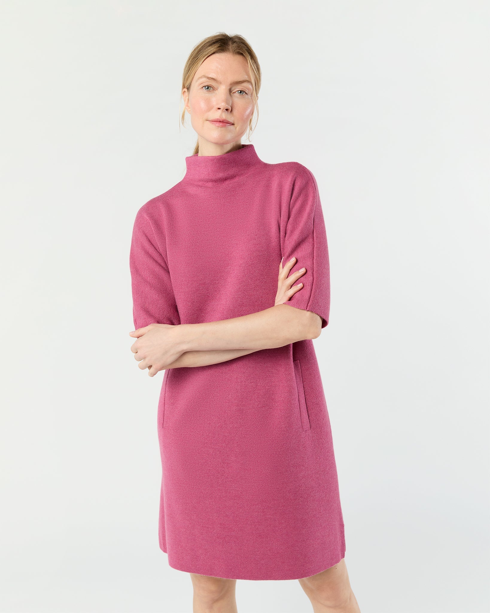 Rowan Short-Sleeved Funnel-Neck Dress