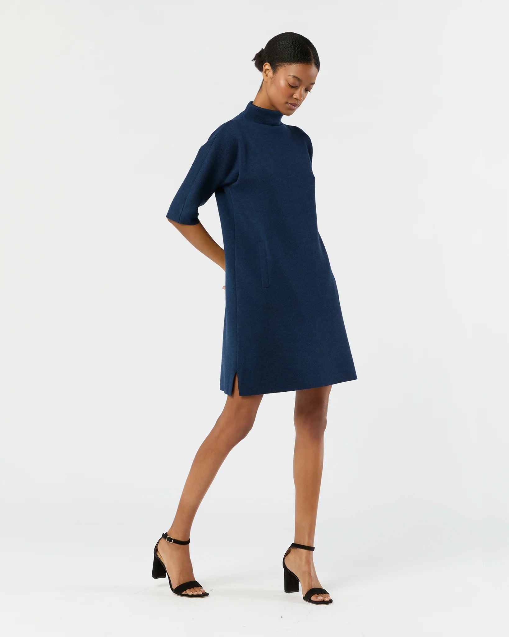 Rowan Short-Sleeved Funnel-Neck Dress