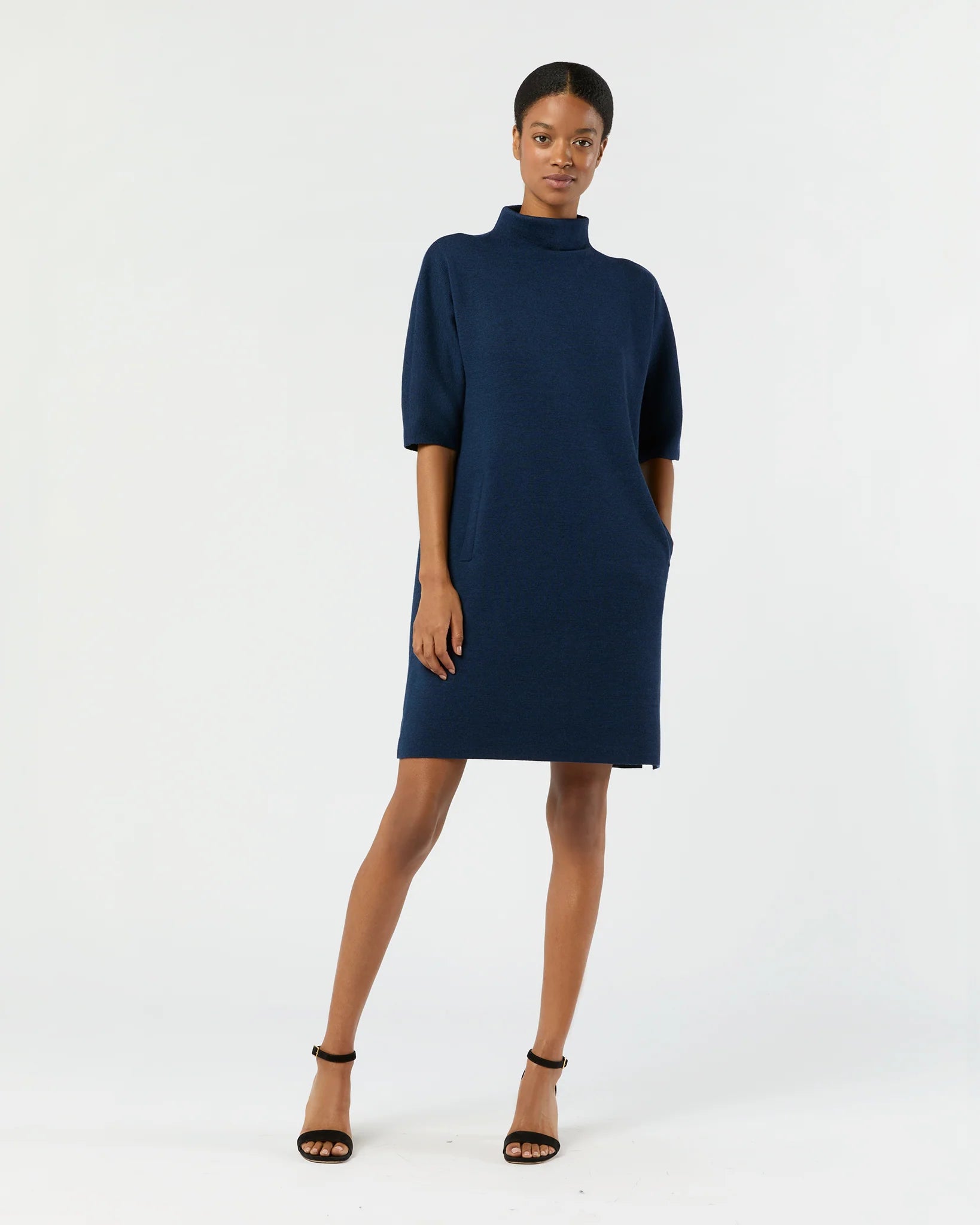 Rowan Short-Sleeved Funnel-Neck Dress