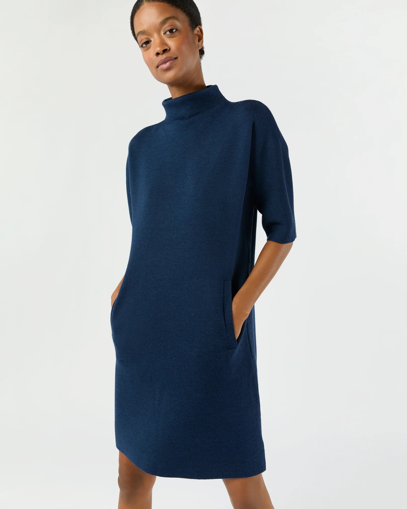 Rowan Short-Sleeved Funnel-Neck Dress