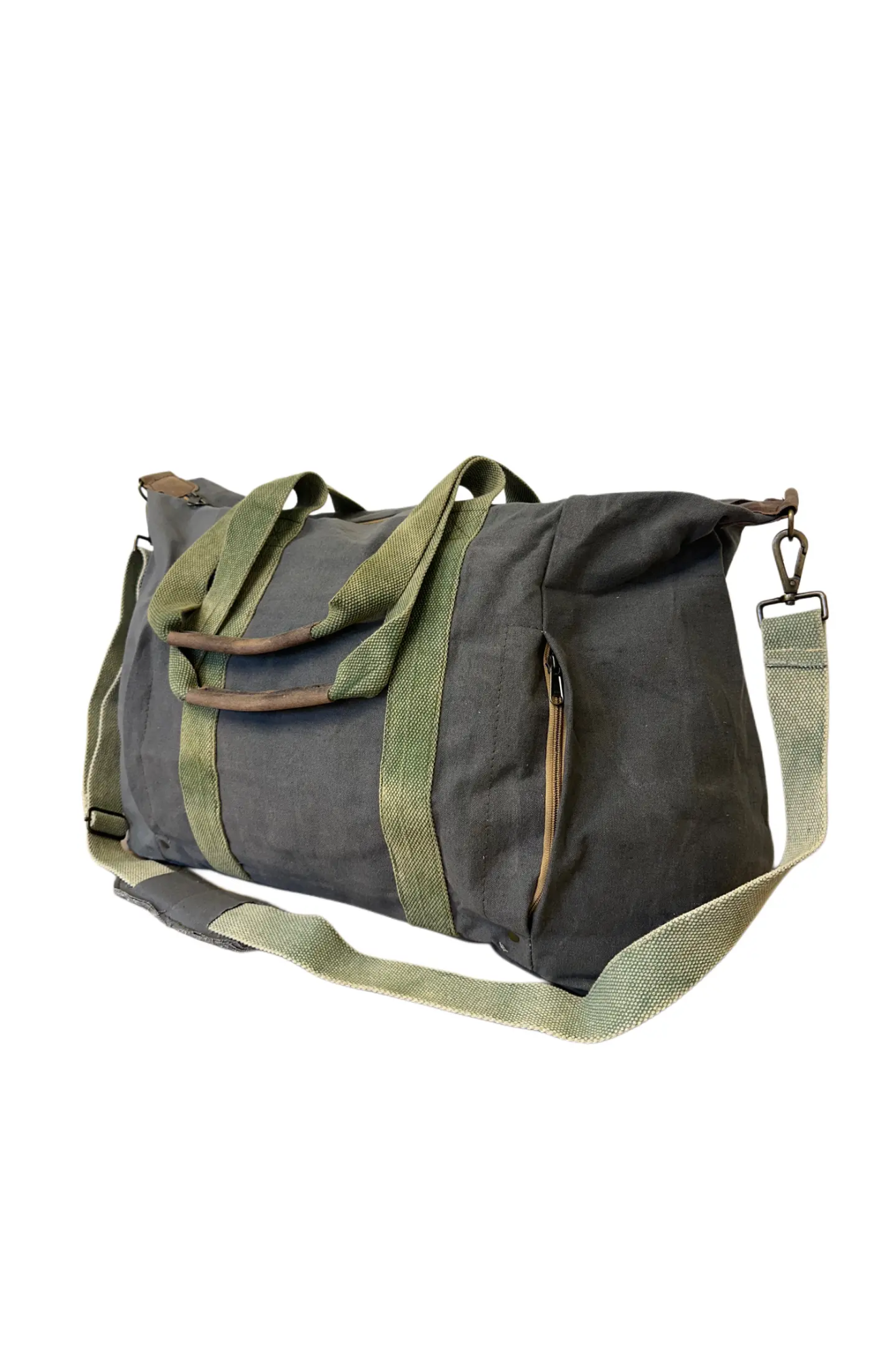Olive Green Canvas Weekender Duffle Bag