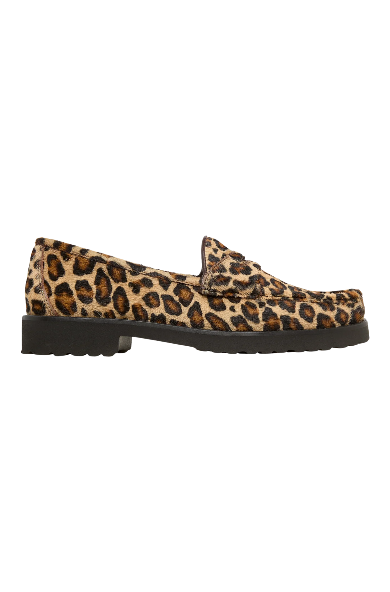 Lug Sole Loafer in Leopard Pony