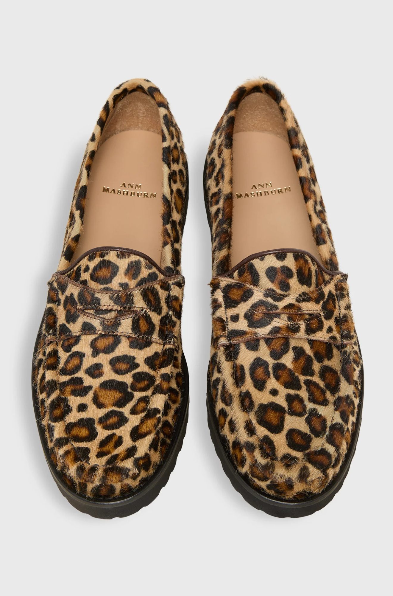 Lug Sole Loafer in Leopard Pony