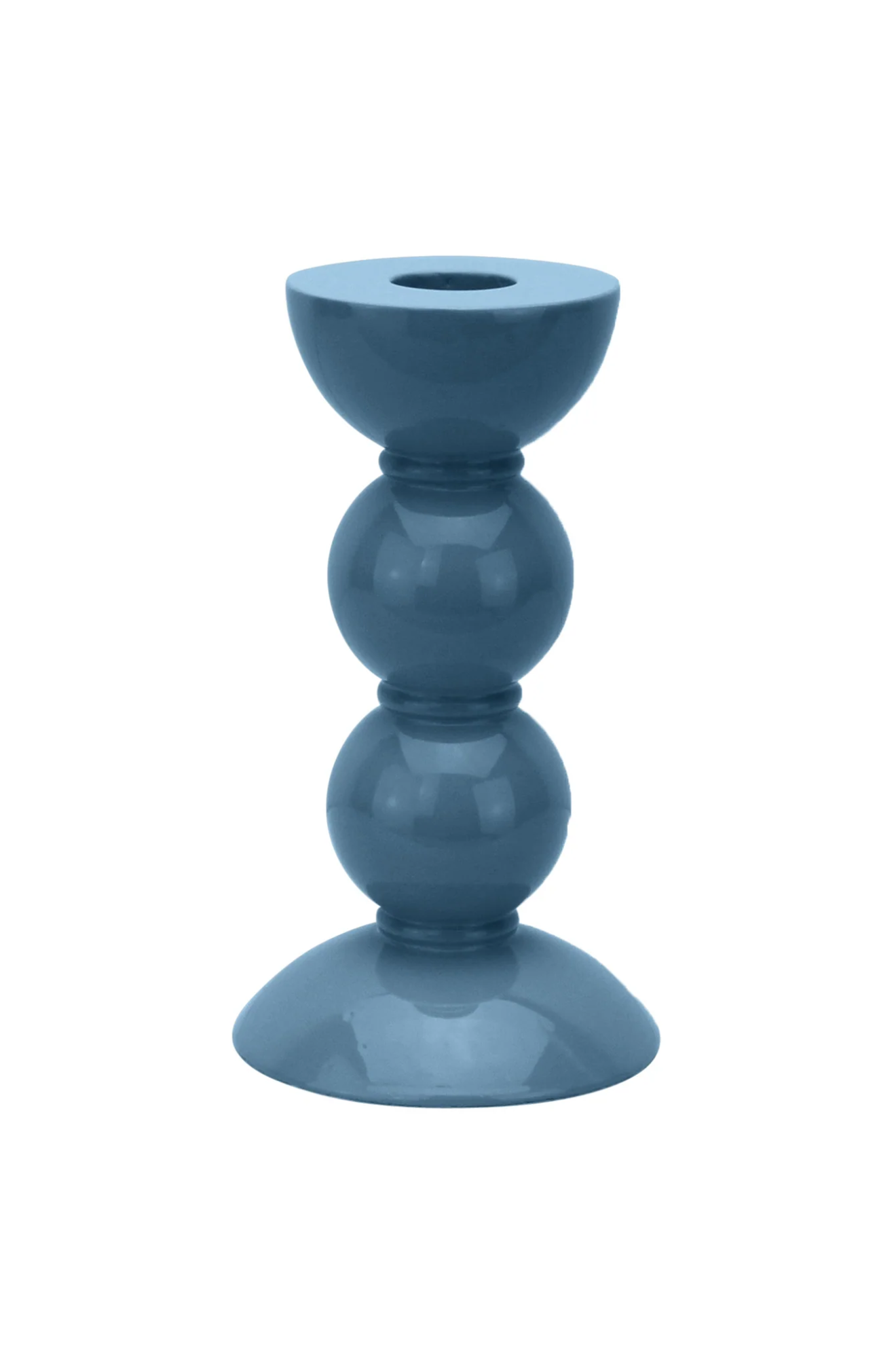 medium lacquered bobbin shaped candlestick