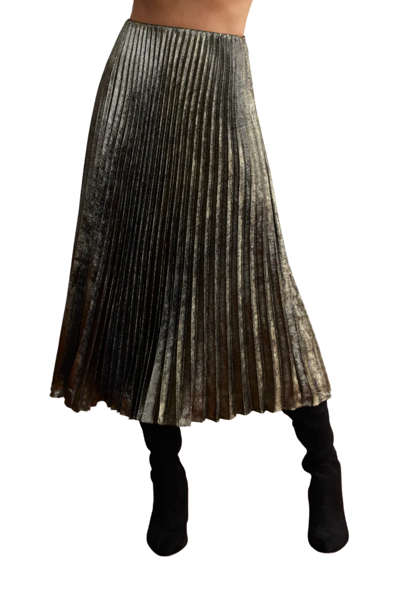 Metallic Pleated Skirt