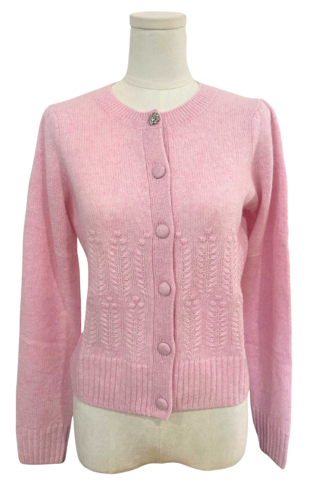 Puff Sleeve Popcorn Stitch Cardigan