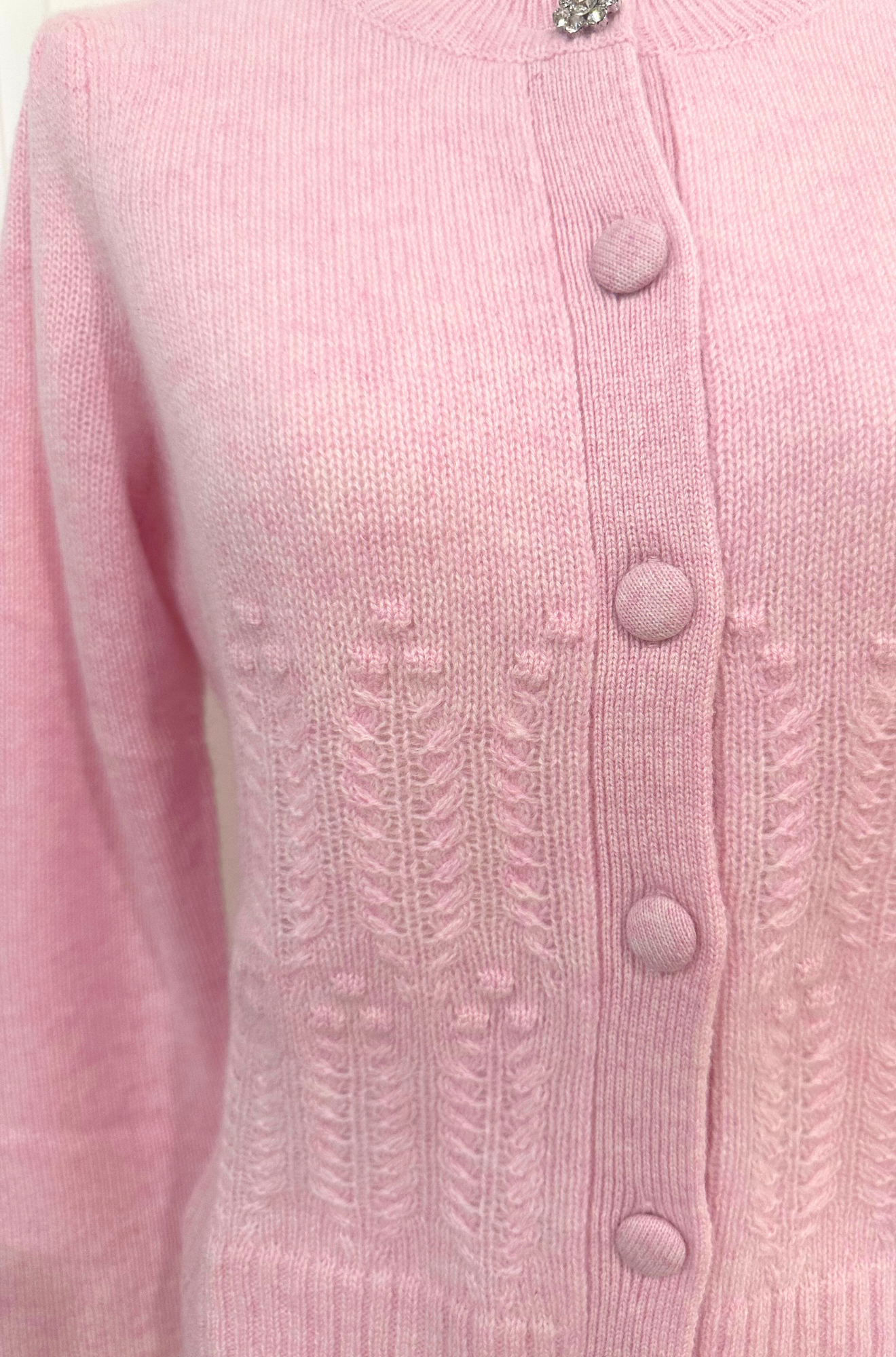 Puff Sleeve Popcorn Stitch Cardigan