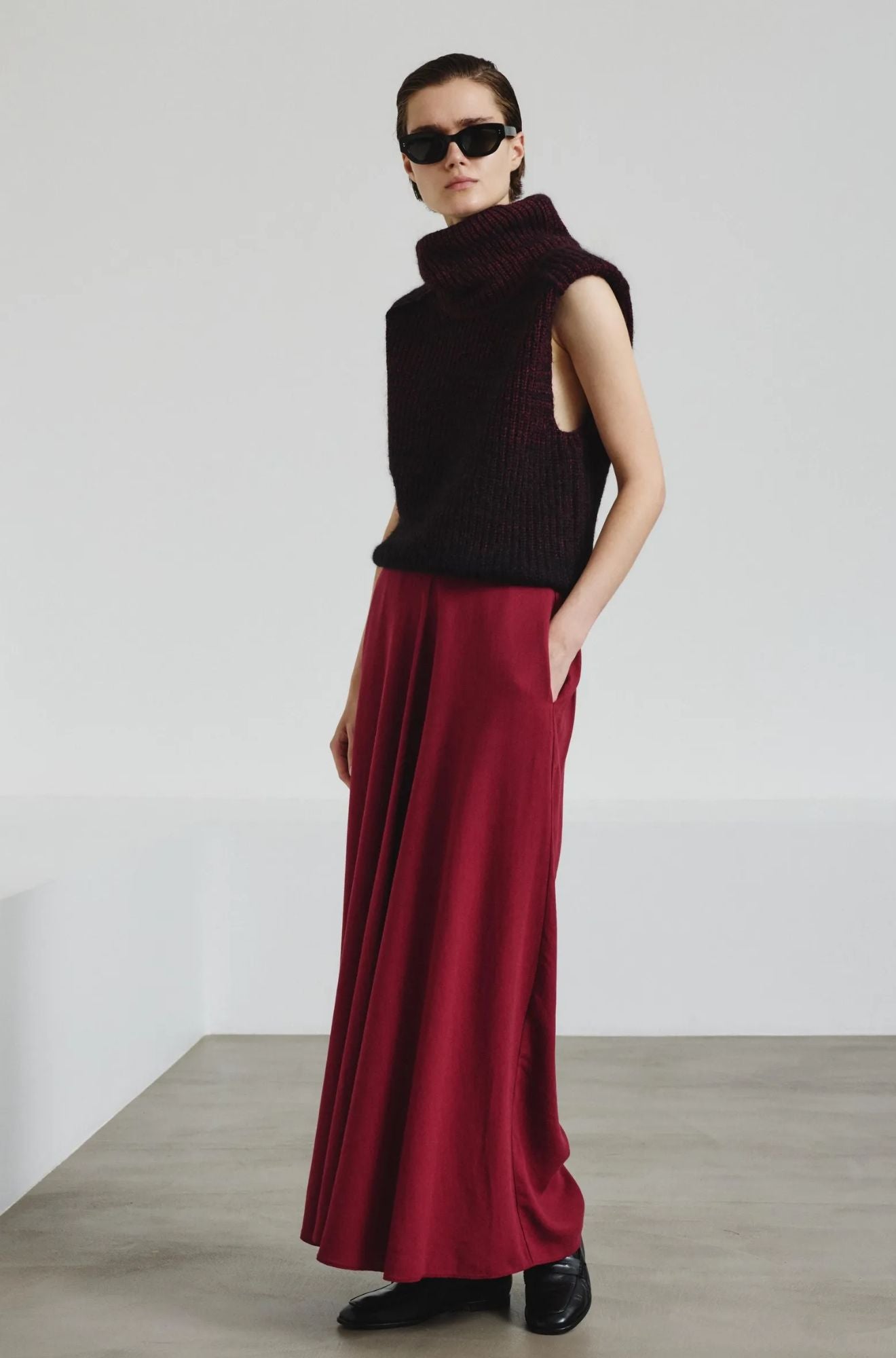 Crepe flannel skirt