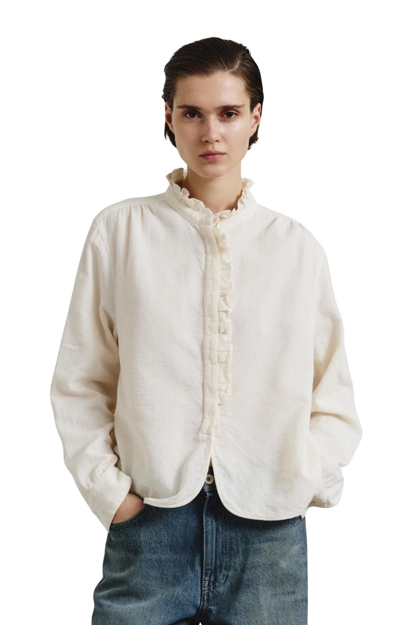 Feminine jacquard crepe shirt