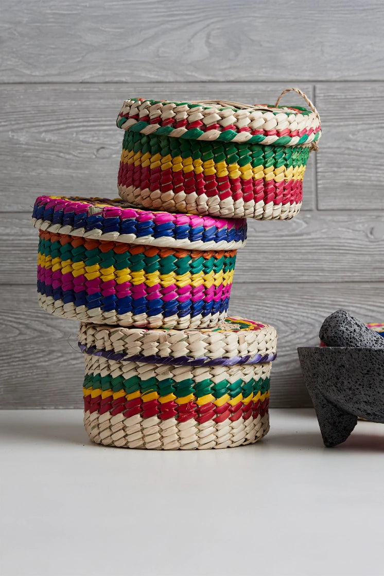 Mexican Woven Palm Tortilla Basket