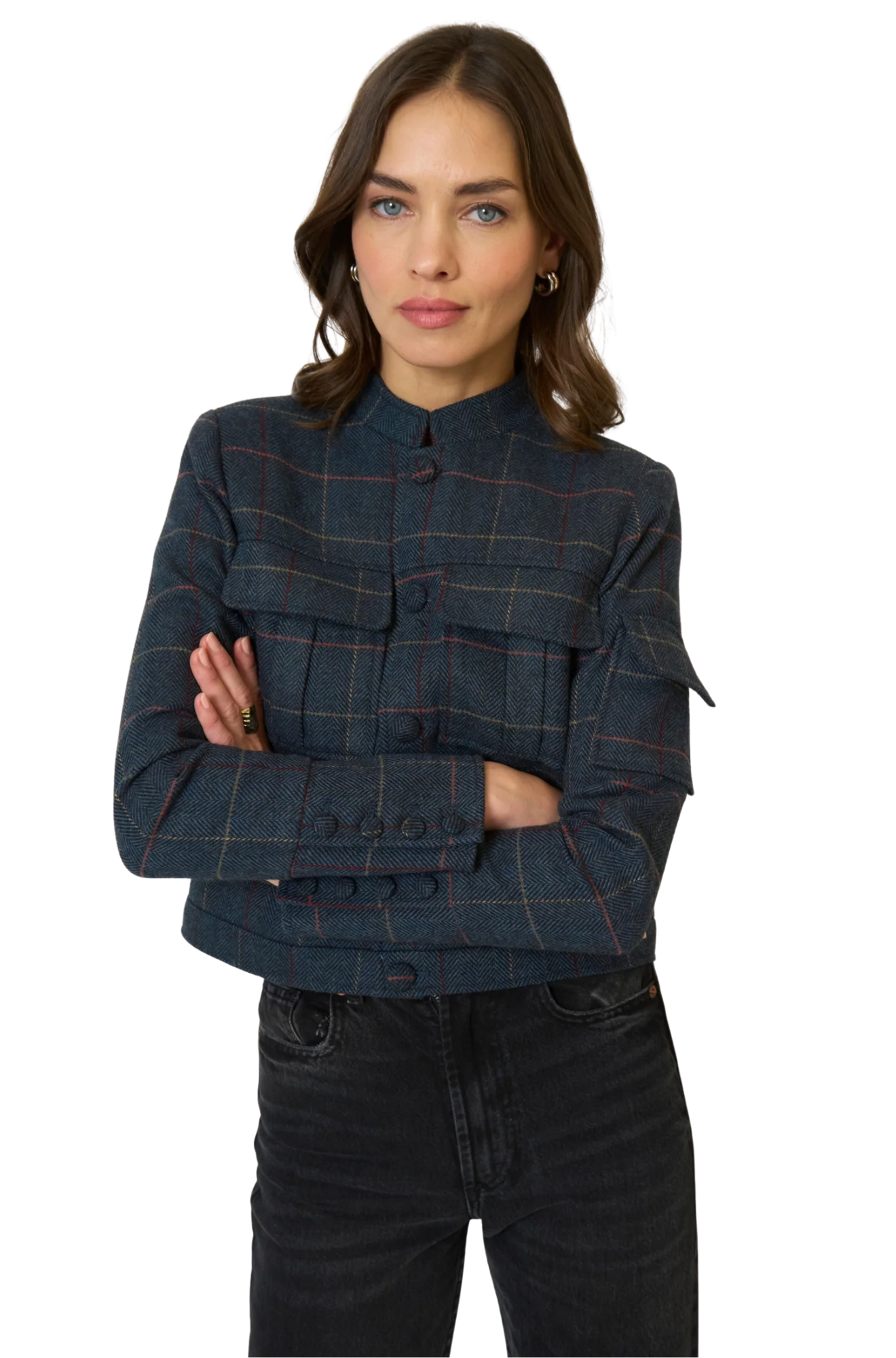 central-park-west-eden-plaid-military-jacket-blue