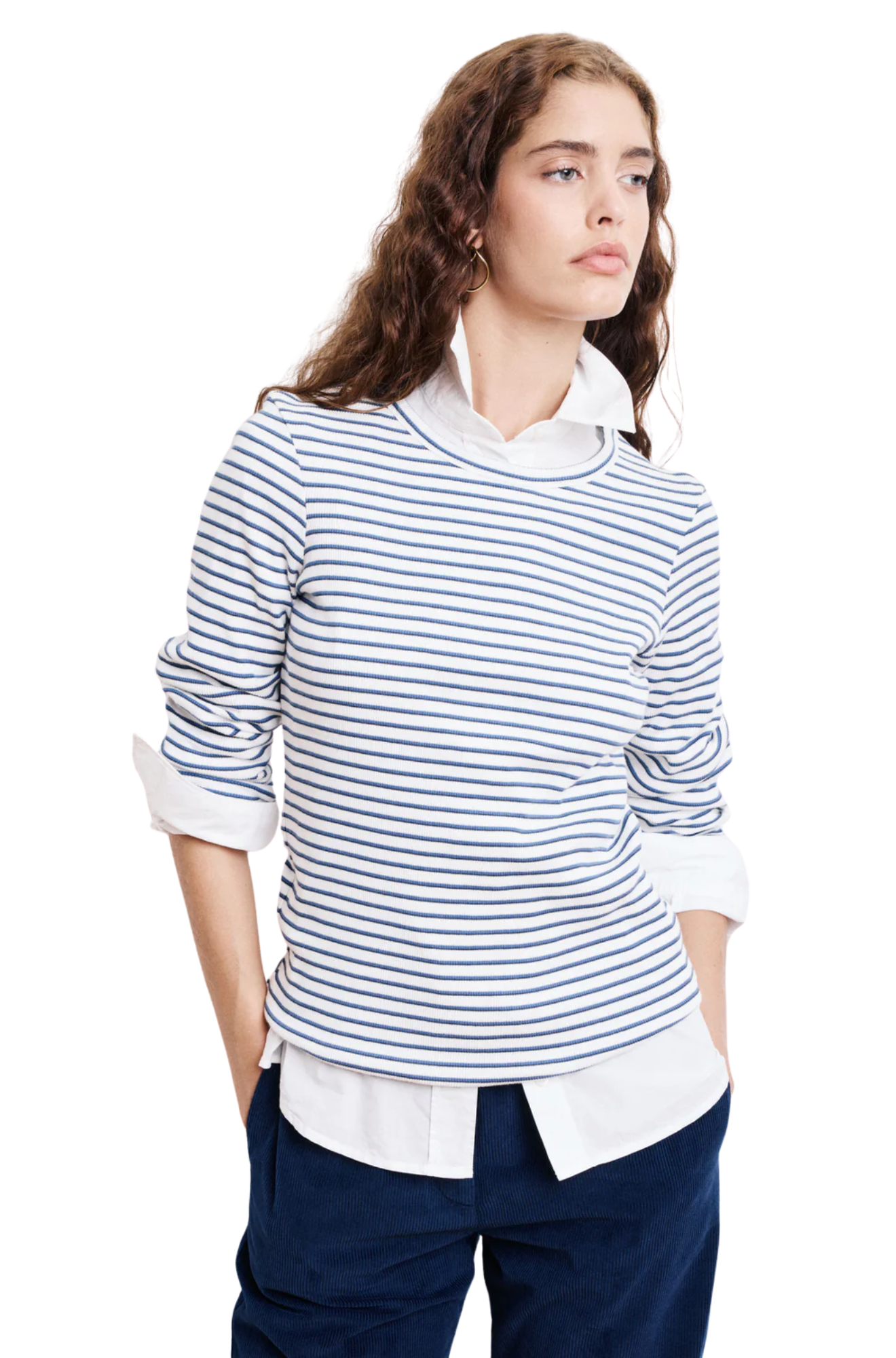hartford-Take-Woman-Knit-T-Shirt-blue-stripes