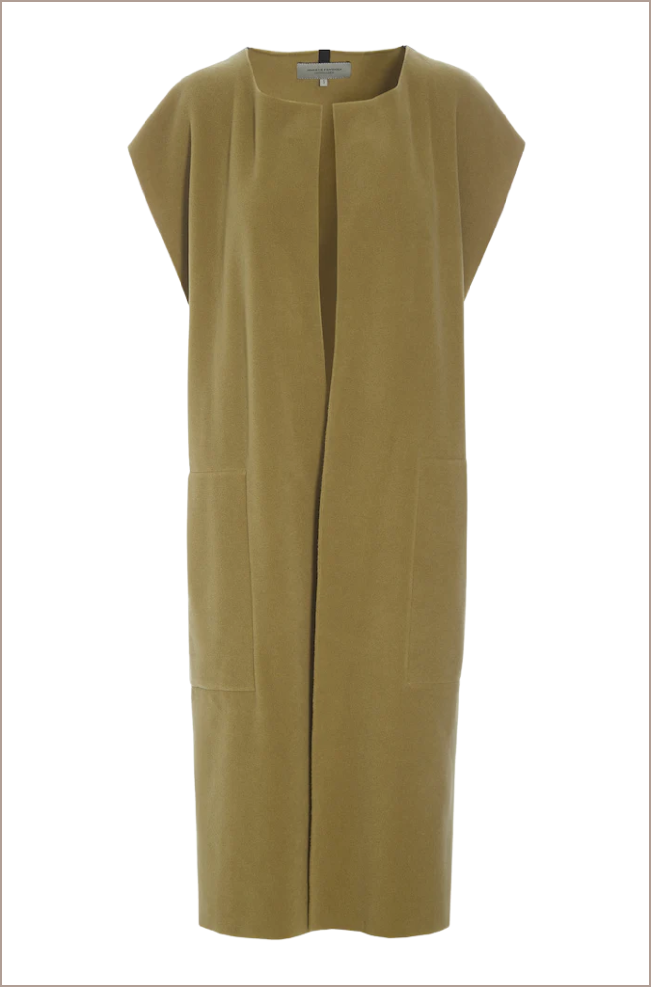henriette-steffensen-olive-long-vest-fleece